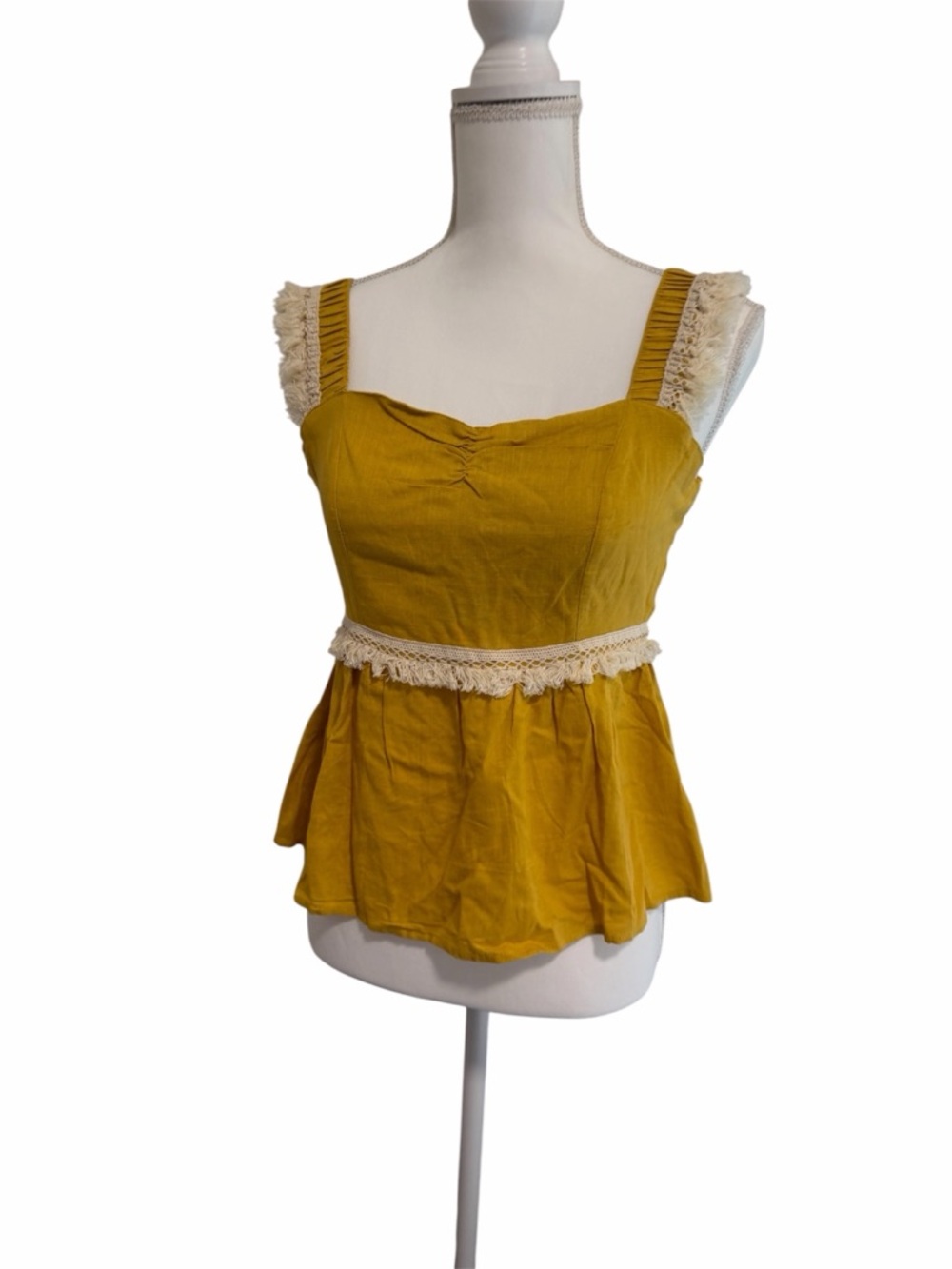 fab'rik Mustard Yellow Textured Tank Top